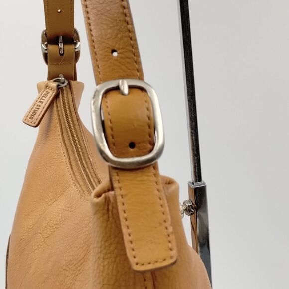 Wilsons Pelle Studio Italian Leather Handbag Satchel Caramel Camel color - Picture 4 of 14